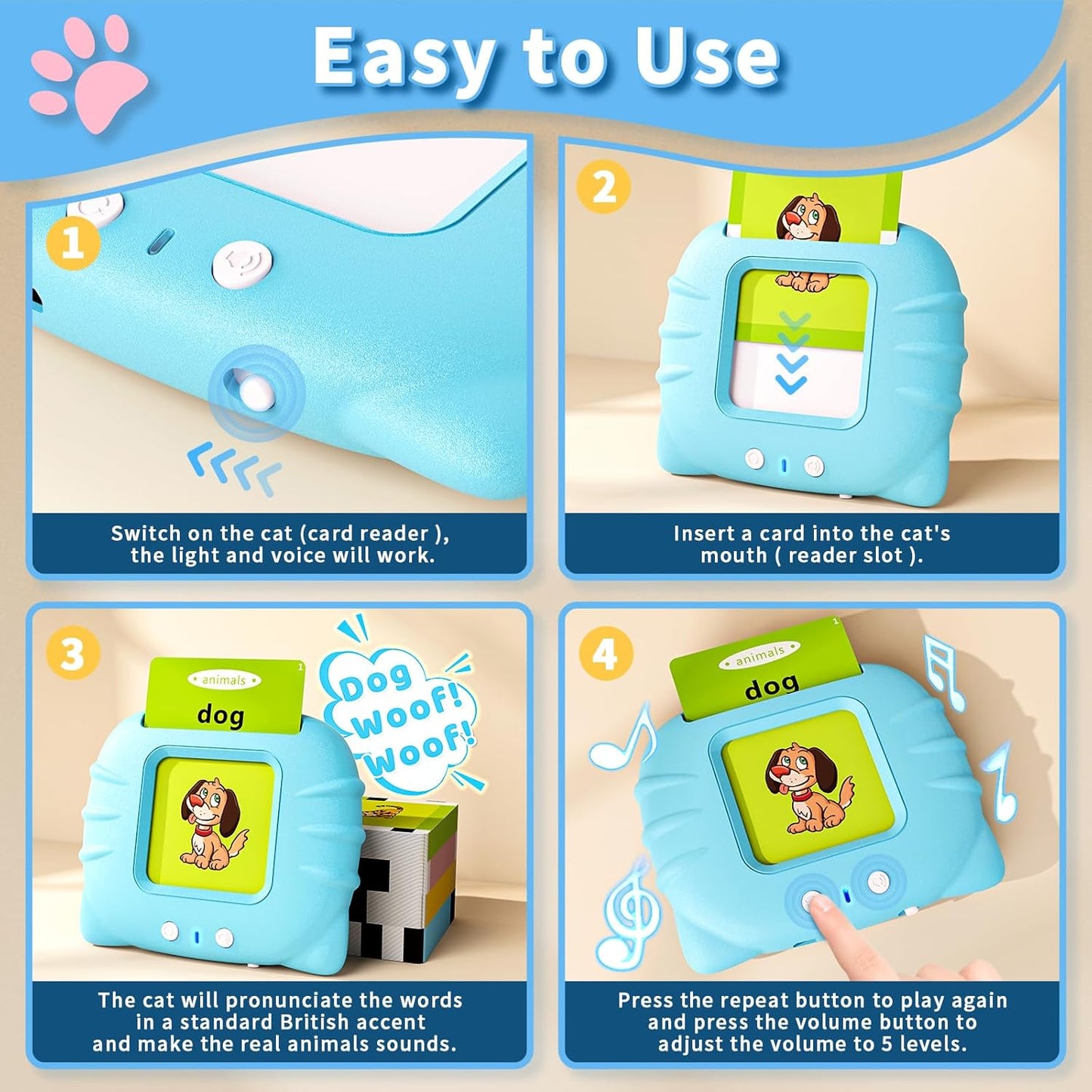 Talking Flash Cards for Toddlers – Montessori Learning & Speech Therapy Toy (Ages 1–6)