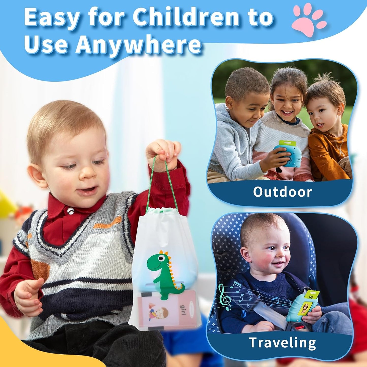 Talking Flash Cards for Toddlers – Montessori Learning & Speech Therapy Toy (Ages 1–6)