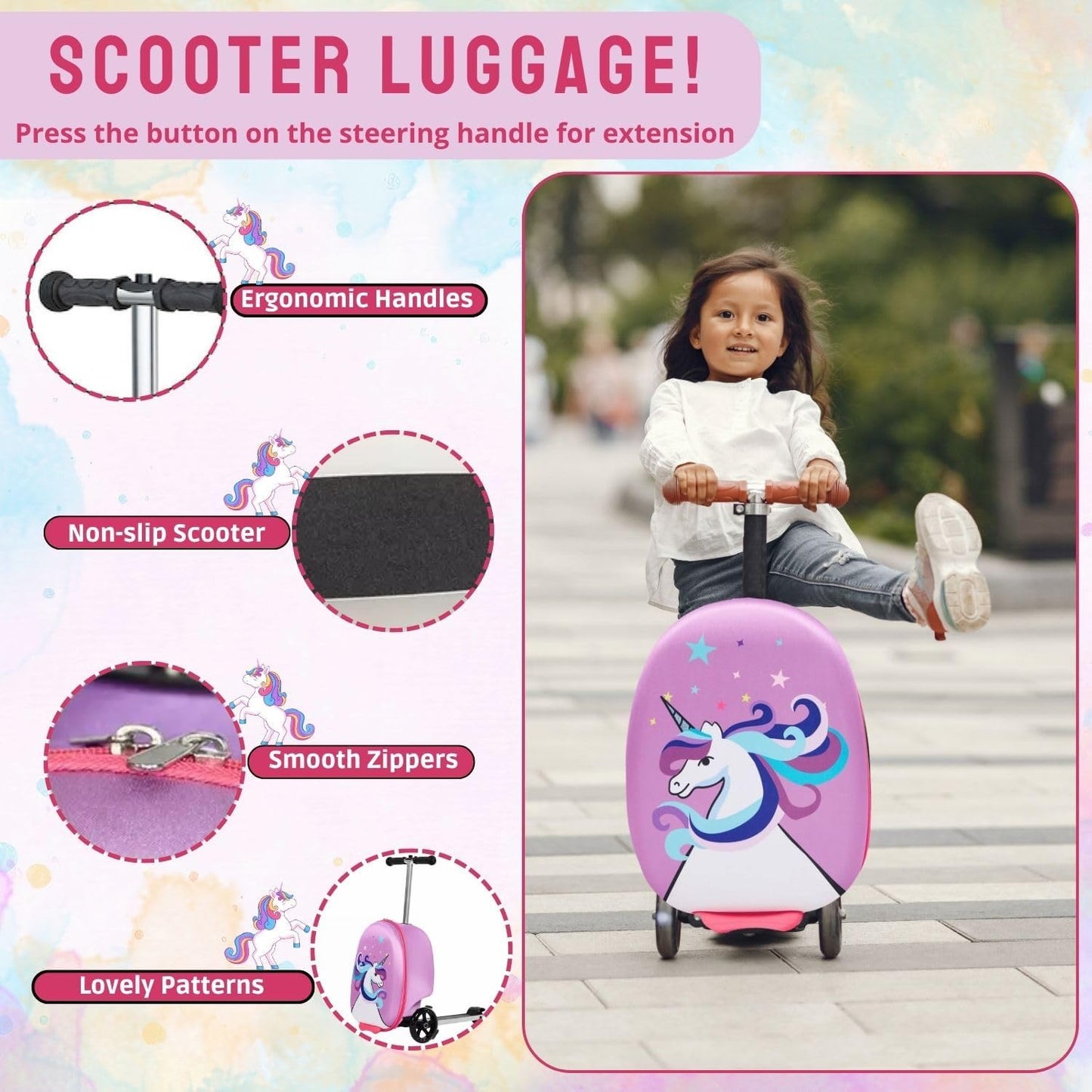 Kids Scooter Suitcase – 2-in-1 Ride-On Carry-On Luggage Airline Approved